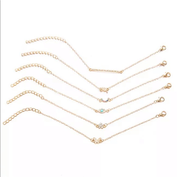6 piece gold/crystals bracelet set/bohemian/boho - Picture 6 of 6